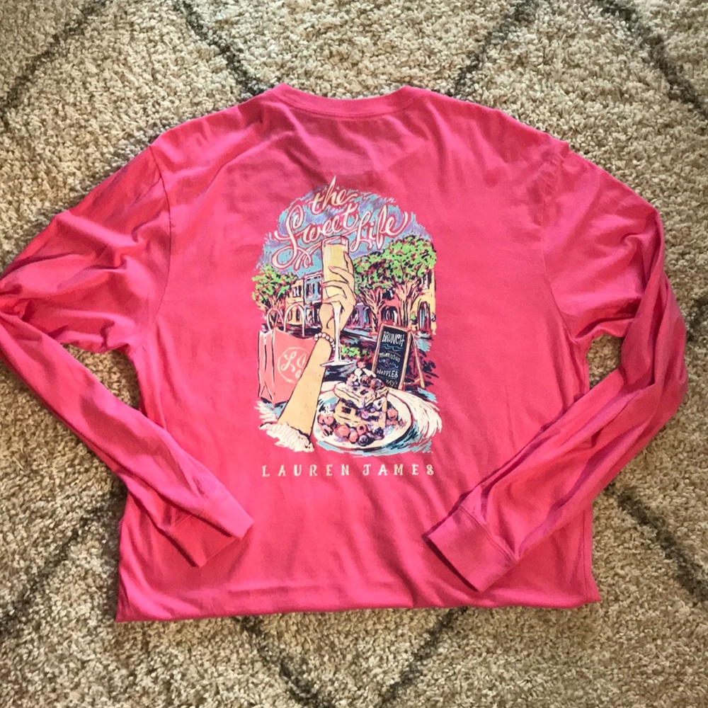 Pink long sleeve Lauren James shirt.
